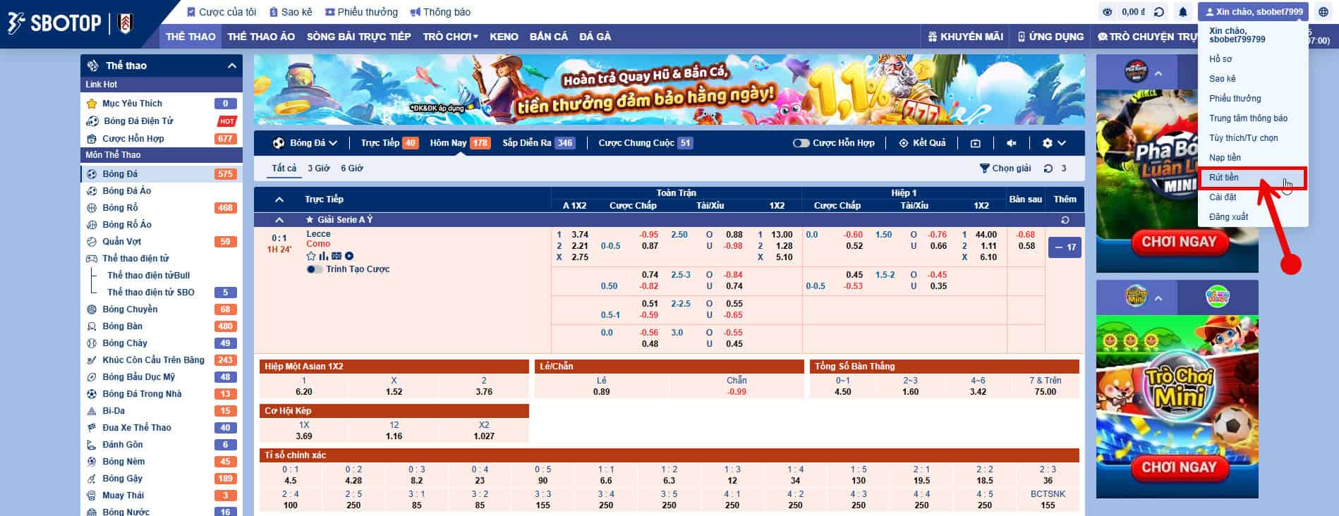 Bước 1: Đăng nhập tài khoản Sbotop buoc 1: dang nhap tai khoan sbotop