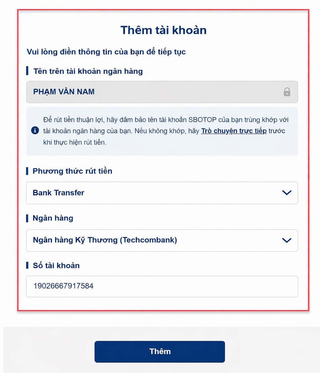 Bước 2: Cập nhật thông tin ngân hàng buoc 2: cap nhat thong tin ngan hang